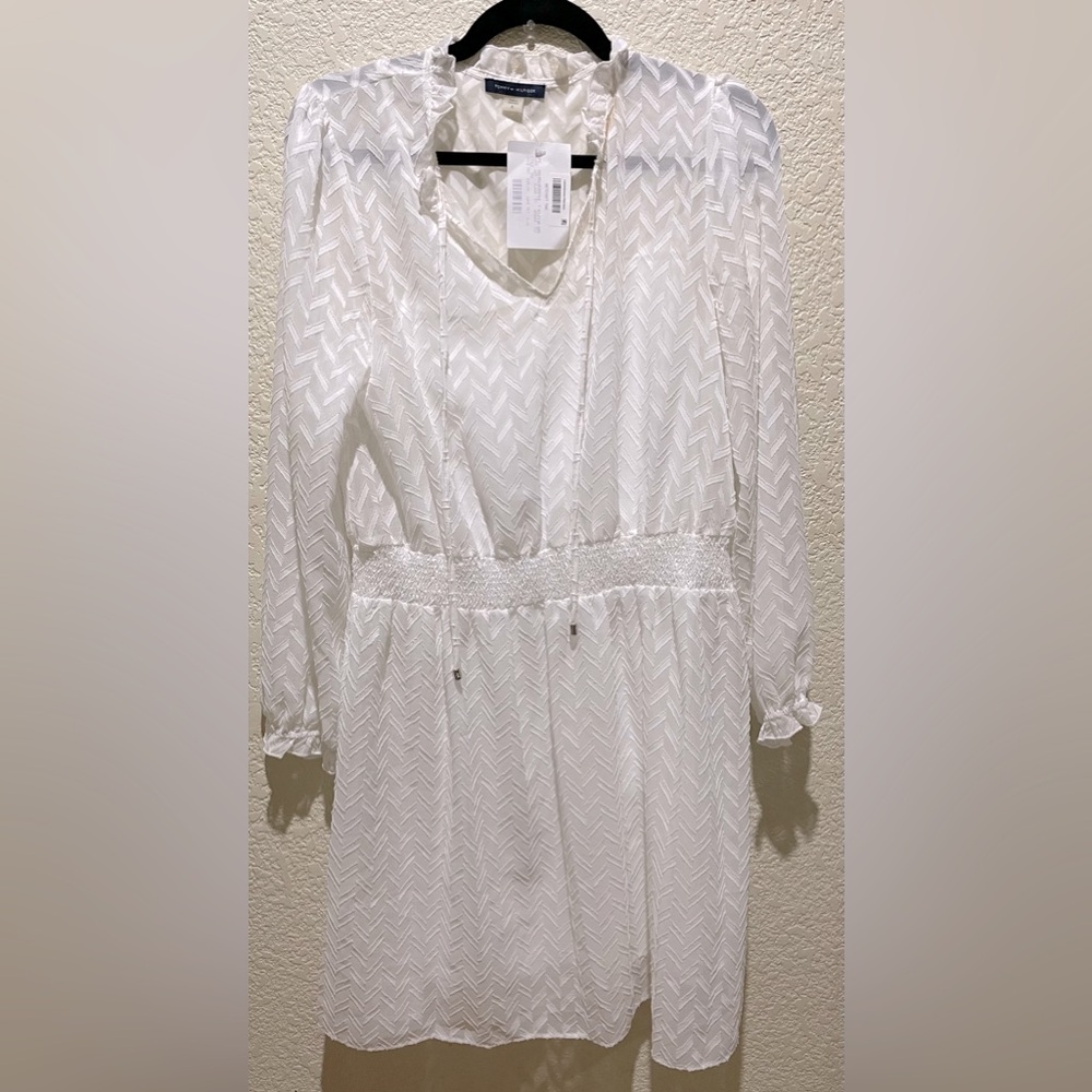 NWOT Tommy Hilfiger Fit and Flare Summer Dress White Lined Size 8